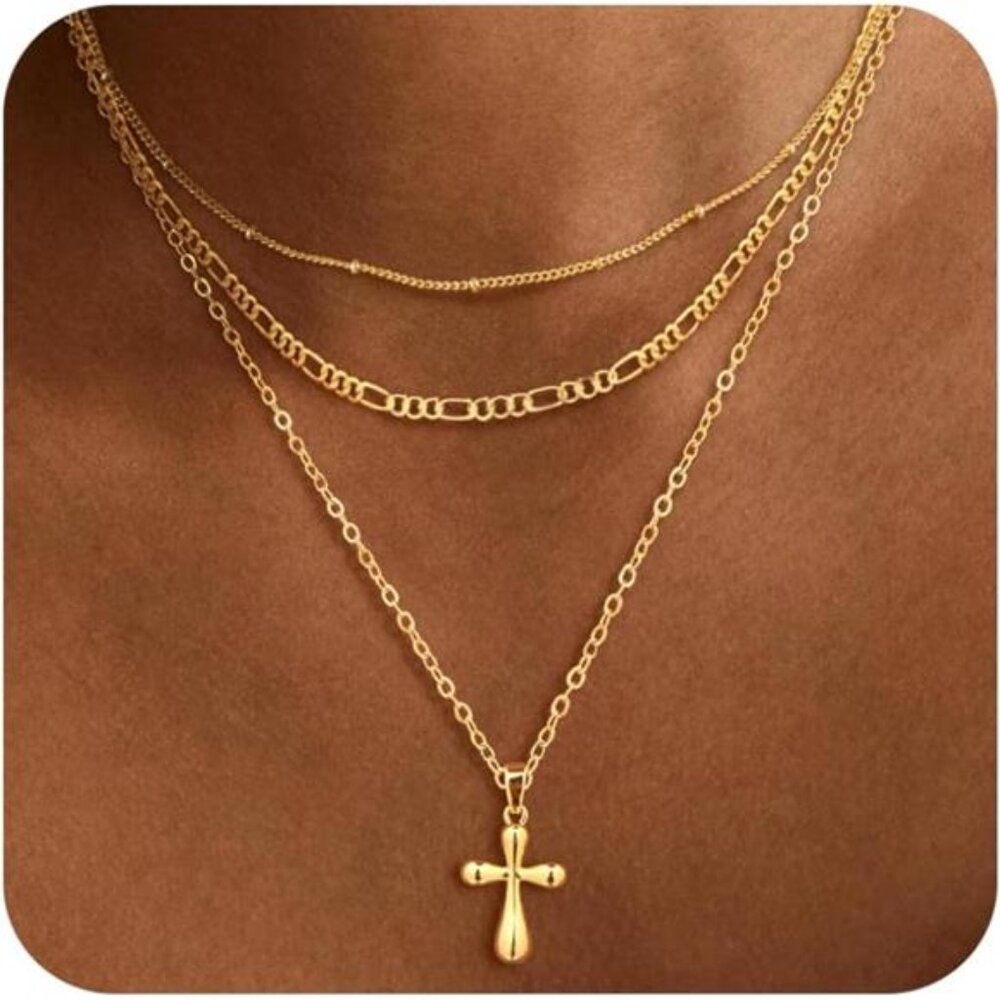 ✨ Layered Gold Necklace Set for Women – 14K Gold Plated, Multi-Layer Chains